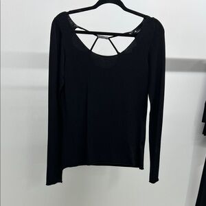 Sarah Pacini Black Long Sleeve Top with Cut-Out Design